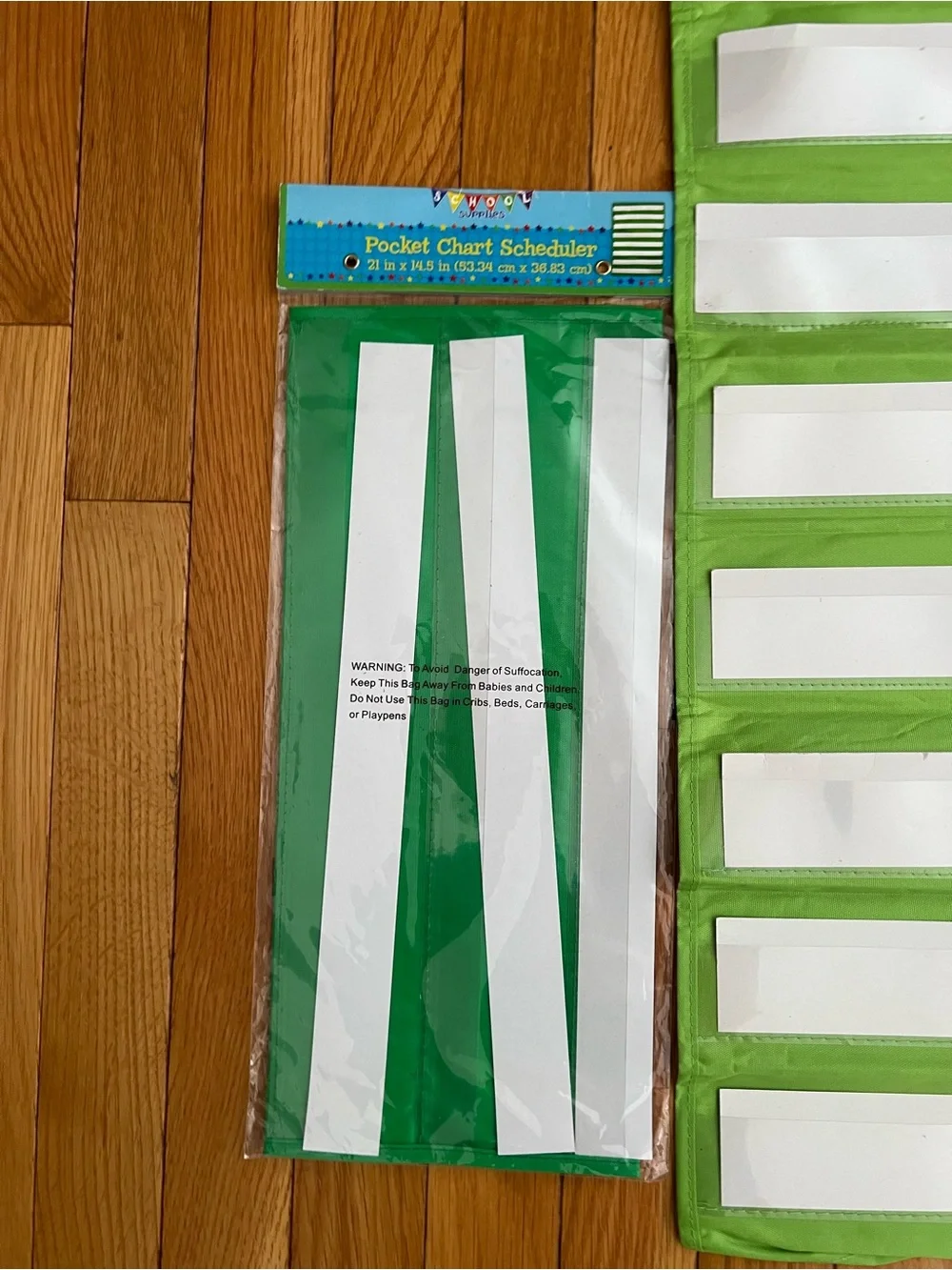 Green Pocket Chart Organizer for Classroom and Home/ set of 2